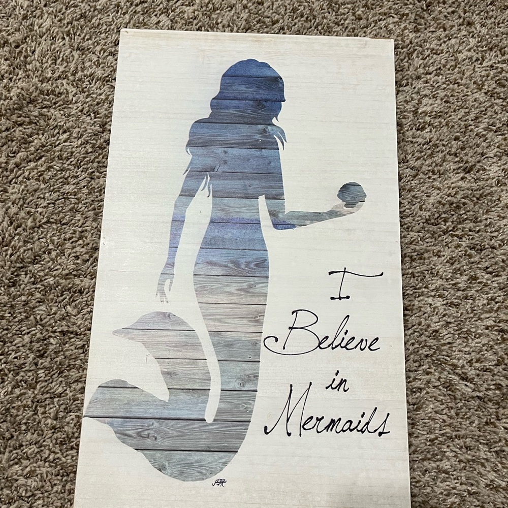 Hobby Lobby Mermaid Silhouette Art - Blue and White